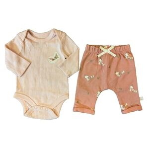 Peanuts Snoopy Newborn Baby Girl Outfit Bodysuit Pants Two Piece Pink Set